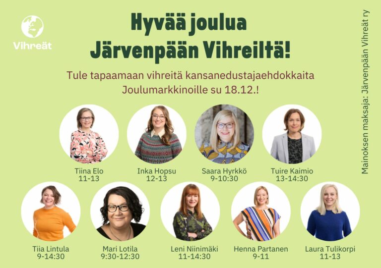 Hyvää joulua ja nähdään Joulumarkkinoilla su 18.12.!